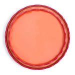 Scalloped Pink and Orange Dual Tone Lacquered Tays, 2 Sizes, Sold Separately