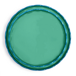 Scalloped Blue and Green Dual Tone Lacquered Trays, 2 Sizes, Sold Separately