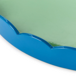 Scalloped Blue and Green Dual Tone Lacquered Trays, 2 Sizes, Sold Separately