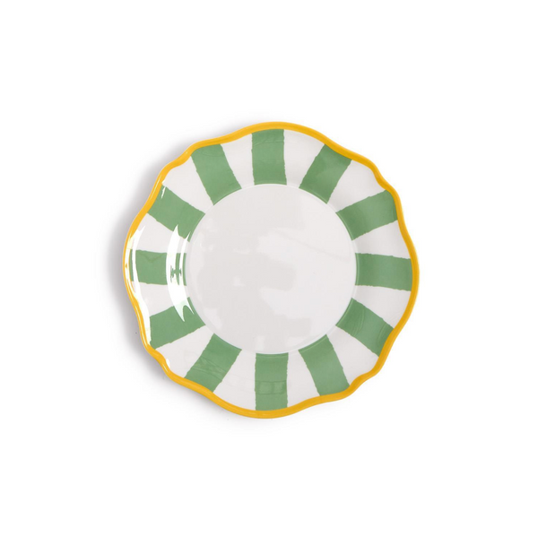 Sage Striped Salad Dessert Plates, S/4