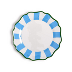 French Blue Striped Dinner Plates, S/4