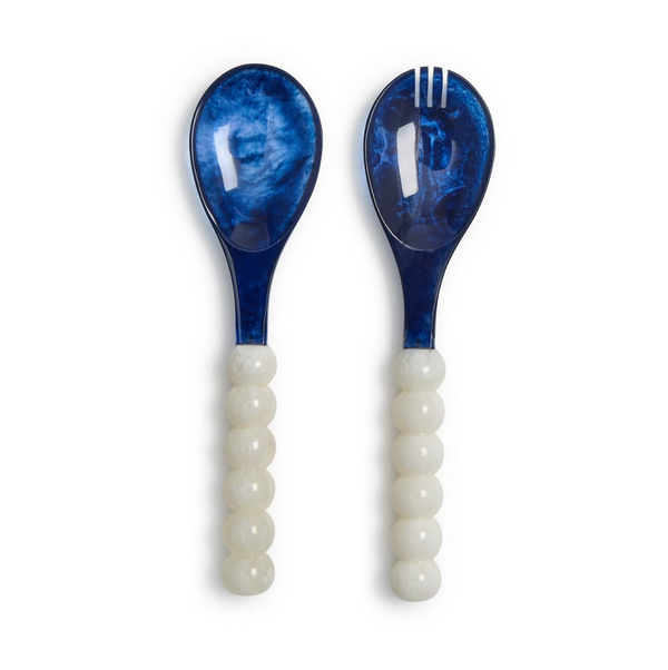 Modern Pop Blue and White Salad Serving Set in Gift Box, S/2