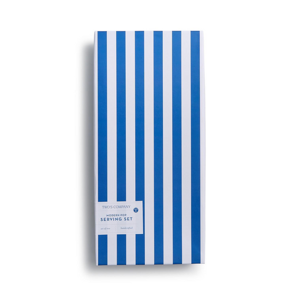 Modern Pop Blue and White Salad Serving Set in Gift Box, S/2