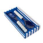 Modern Pop Blue and White Salad Serving Set in Gift Box, S/2
