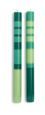 Stripe and Glow Multi Layer 10" Taper Candle, Green, S/2
