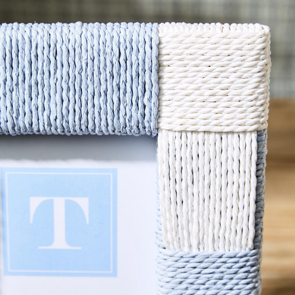 Hand-Woven Checkered Blue/White Pattern 4" x 6" Photo Frame, 2 Styles, Sold Separately