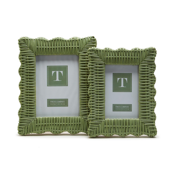 Green Wicker Weave Photo Frame, 2 Sizes, Sold Separately