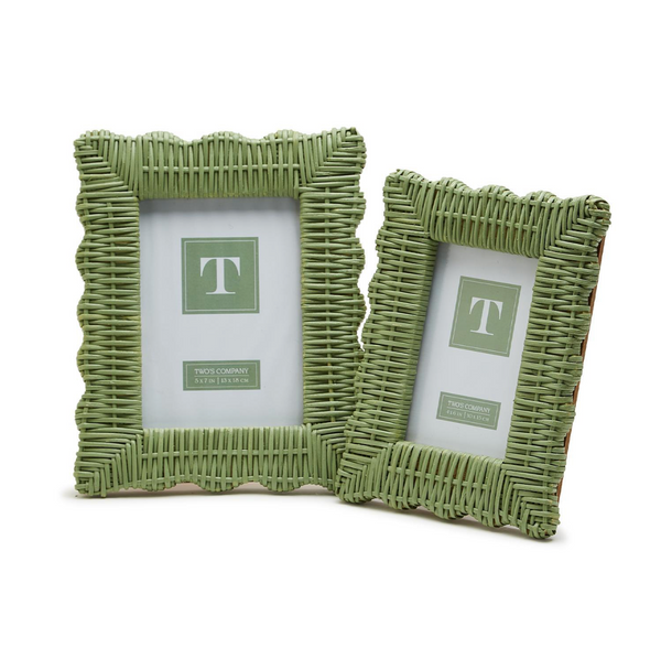 Green Wicker Weave Photo Frame, 2 Sizes, Sold Separately