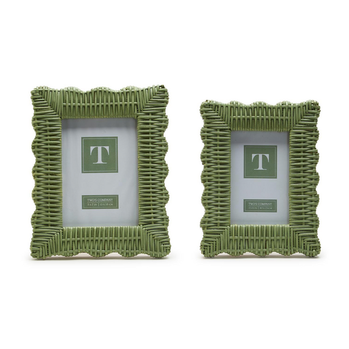 Green Wicker Weave Photo Frame, 2 Sizes, Sold Separately