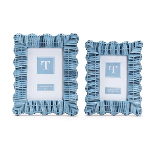 Blue Wicker Weave Photo Frame, 2 Sizes, Sold Separately