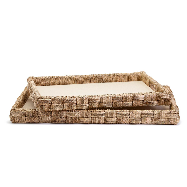 Hand-Crafted Sea Grass and Rattan Oversized Decorative Tray, 2 Sizes, Sold Separately