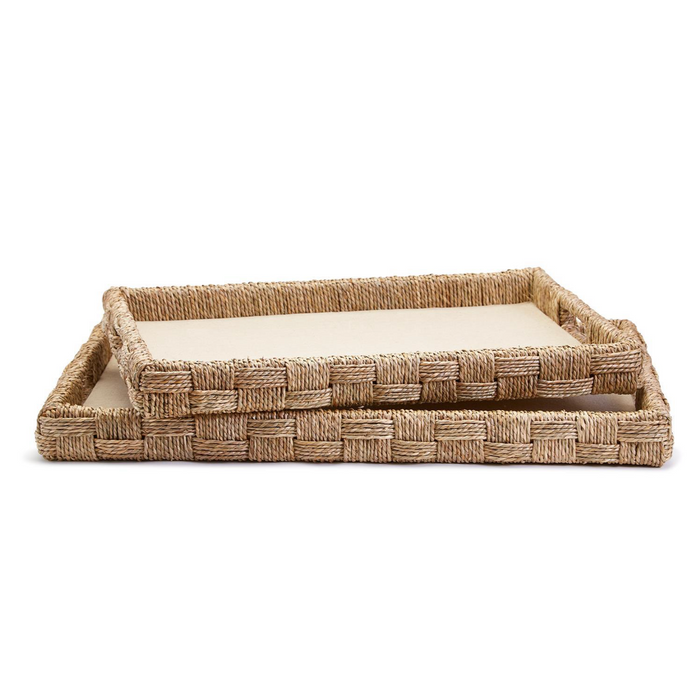 Hand-Crafted Sea Grass and Rattan Oversized Decorative Tray, 2 Sizes, Sold Separately
