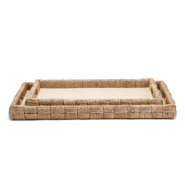 Hand-Crafted Sea Grass and Rattan Oversized Decorative Tray, 2 Sizes, Sold Separately