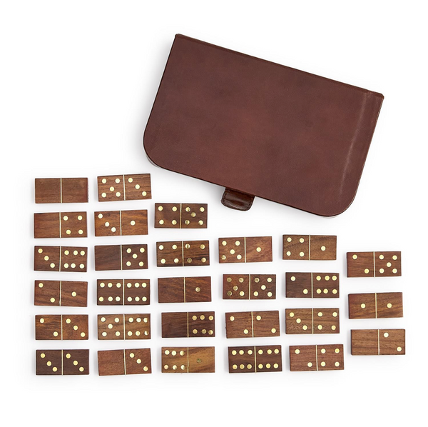 Chestnut Genuine Leather Domino Set