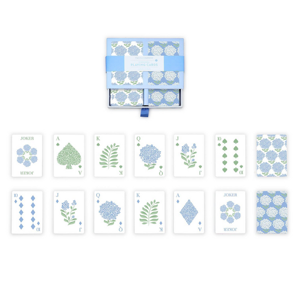 Hydrangea Double Deck Textured Playing Cards in Gift Box