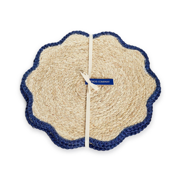 Handwoven Scalloped Edge Placemats, S/4