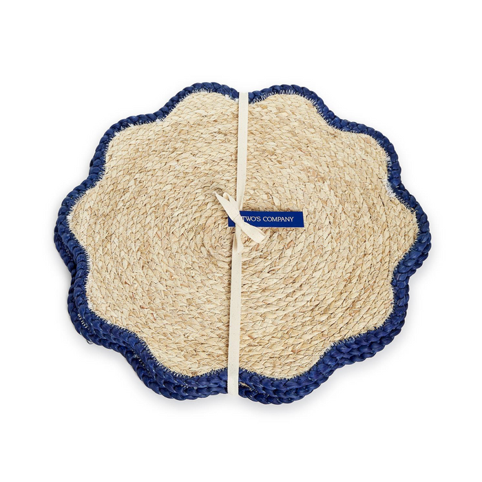 Handwoven Scalloped Edge Placemats, S/4