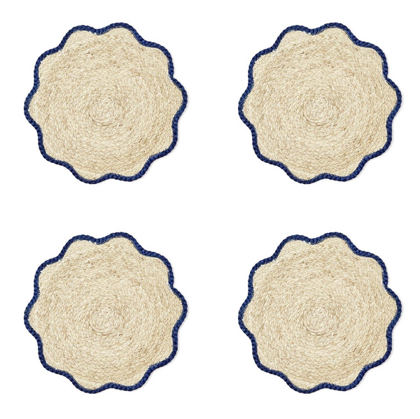 Handwoven Scalloped Edge Placemats, S/4