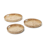 Burled Wood Pattern Round Tray, 3 Sizes, Sold Separately