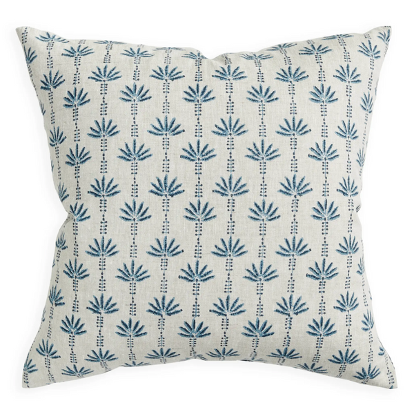 Marseille Azure Linen Cushion, 20" x 20"
