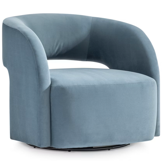 Chloe Fabric Swivel Chair - Blue Velvet