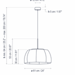 Tanit 24" Outdoor Pendant Light, Matte Black/Beige Thread Shade