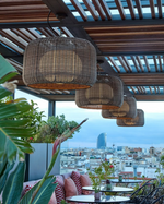 Fora 35.5" Outdoor Pendant, Natural White/Light Beige Shade
