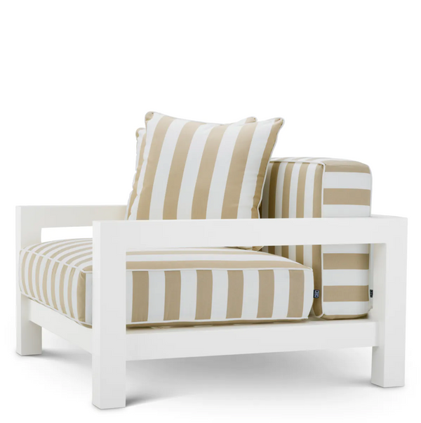 Antibes Outdoor Chair, Matte White/Florent Beige