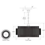 Dorado Chandelier, Antique-Burnished Brass/Natural Abaca, 24"