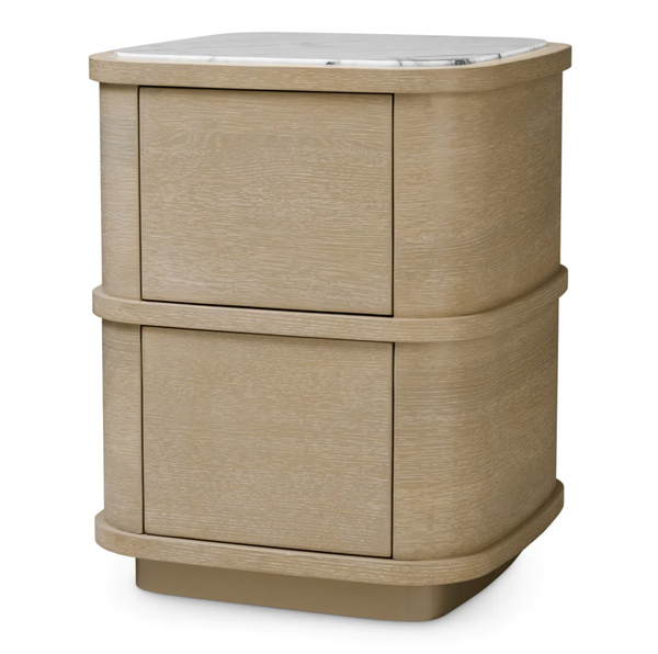 Cabana Nightstand - Washed Oak Veneer/Bianco Lilac Marble, 19.69"W