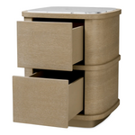 Cabana Nightstand - Washed Oak Veneer/Bianco Lilac Marble, 19.69"W