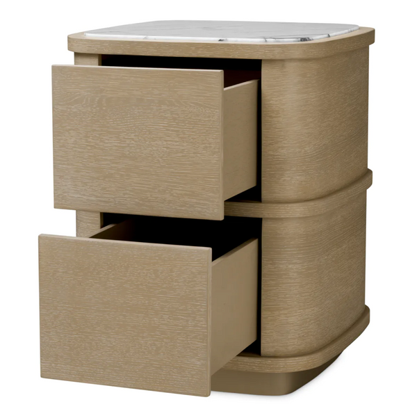 Cabana Nightstand - Washed Oak Veneer/Bianco Lilac Marble, 19.69"W
