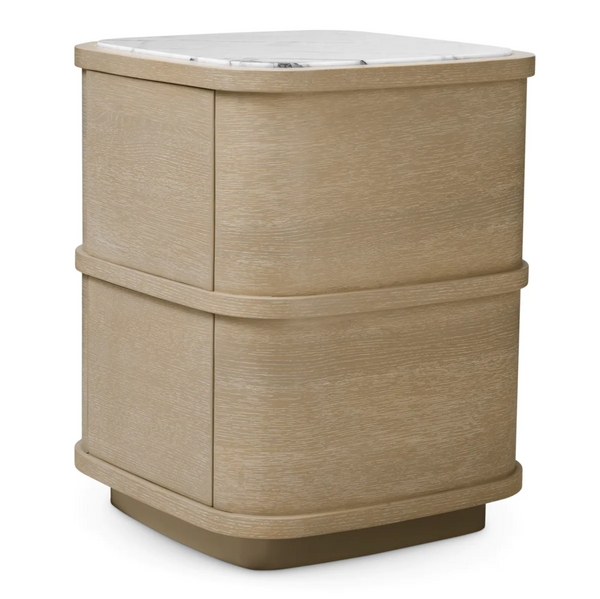 Cabana Nightstand - Washed Oak Veneer/Bianco Lilac Marble, 19.69"W