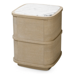 Cabana Nightstand - Washed Oak Veneer/Bianco Lilac Marble, 19.69"W