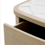 Cabana Nightstand - Washed Oak Veneer/Bianco Lilac Marble, 19.69"W