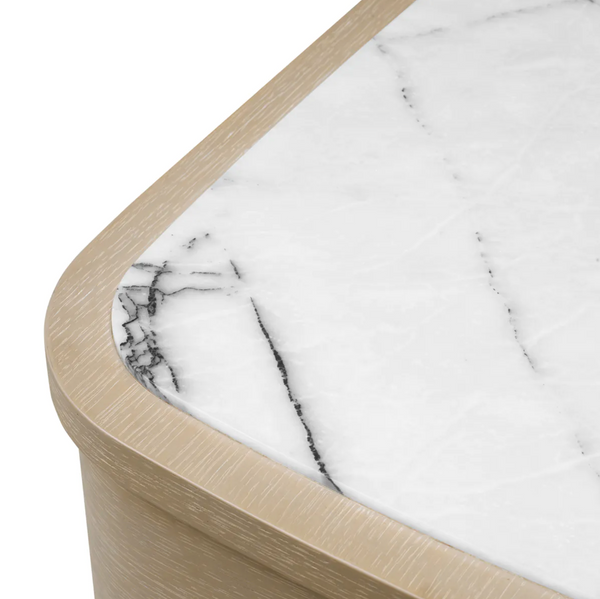 Cabana Nightstand - Washed Oak Veneer/Bianco Lilac Marble, 19.69"W