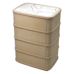 Cabana Tall Dresser - Washed Oak Veneer/Bianco Lilac Marble, 33.86"W