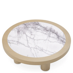 Presedio Coffee Table, Washed Oak Veneer/Bianco Lilac Marble, 39.37"Dia