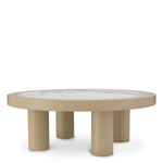 Presedio Coffee Table, Washed Oak Veneer/Bianco Lilac Marble, 39.37"Dia