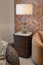 Cabana Nightstand - Walnut Veneer/Bianco Lilac Marble, 19.69"H