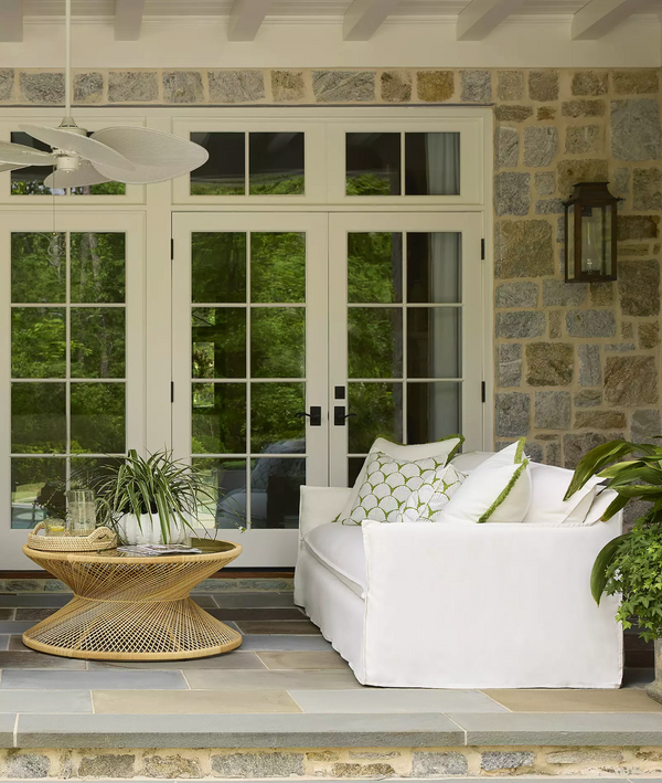 Ellis Indoor/Outdoor Pillow - White/Grass, 24" x 24"