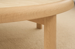 Meld Coffee Table, Light Oak with Travertine Top, 35.4"Dia x 14.2"H