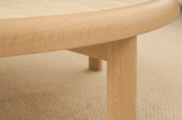 Meld Coffee Table, Light Oak with Travertine Top, 35.4"Dia x 14.2"H
