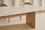 Kelly Dining Table, Light Oak with Marble Top, 94.49" W x 43.31"D