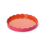 Scalloped Pink and Orange Dual Tone Lacquered Tays, 2 Sizes, Sold Separately