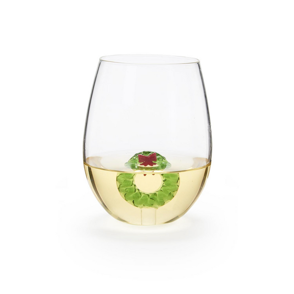 Wreath Icon Stemless Wine Glass