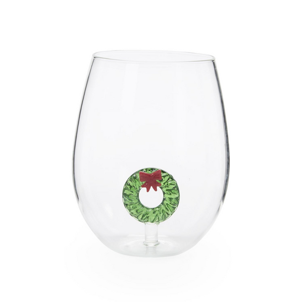 Wreath Icon Stemless Wine Glass