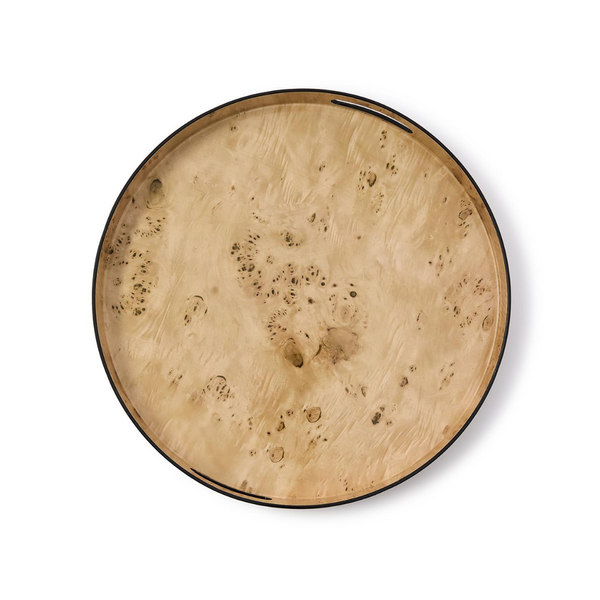 Burled Wood Pattern Round Tray, 3 Sizes, Sold Separately