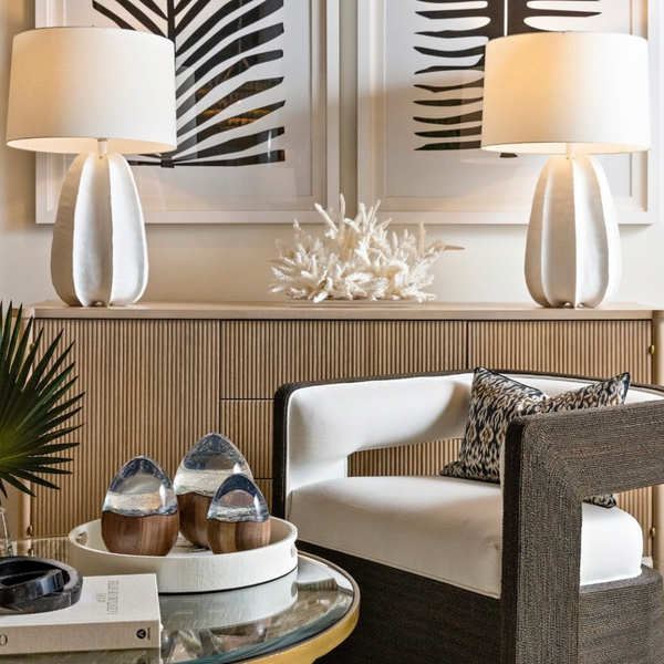 Keiko Table Lamp - White, 31"H