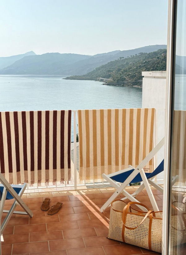 Plage Towel, Brown Stripe